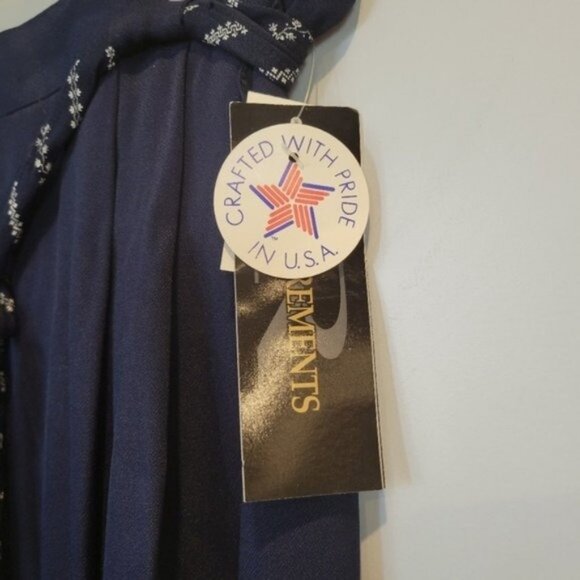 Vintage Requirements Dead Stock Tie Waist Midi Skirt Navy Blue - Picture 6 of 9